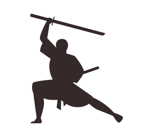 Ninja fighting position  Illustration