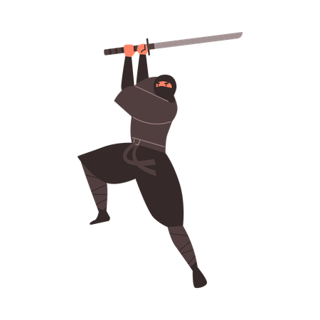 Ninja-Krieger in dynamischer Action  Illustration