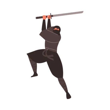 Ninja-Krieger in dynamischer Action  Illustration