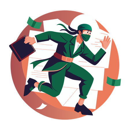 Ninja-Mitarbeiter bei der Arbeit  Illustration