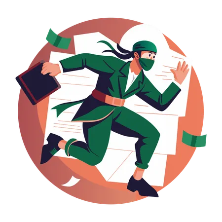 Ninja-Mitarbeiter bei der Arbeit  Illustration