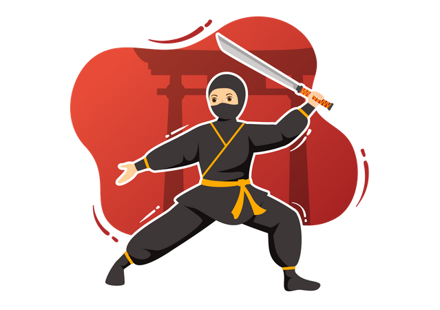 Ninja practicando  Ilustración