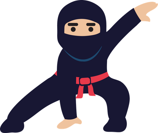 Ninja Practicing Illustration