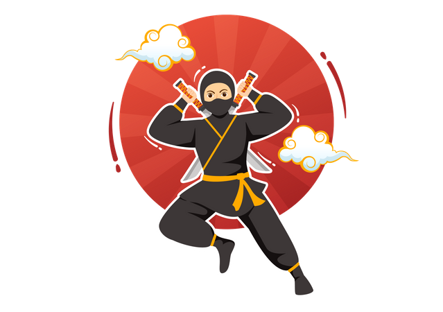 Ninja Practicing Illustration