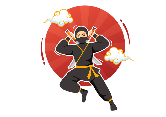 Ninja Practicing  Illustration