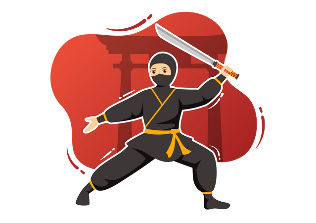 Ninja Practicing  Illustration