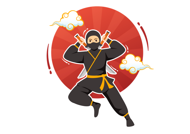 Ninja Practicing  Illustration
