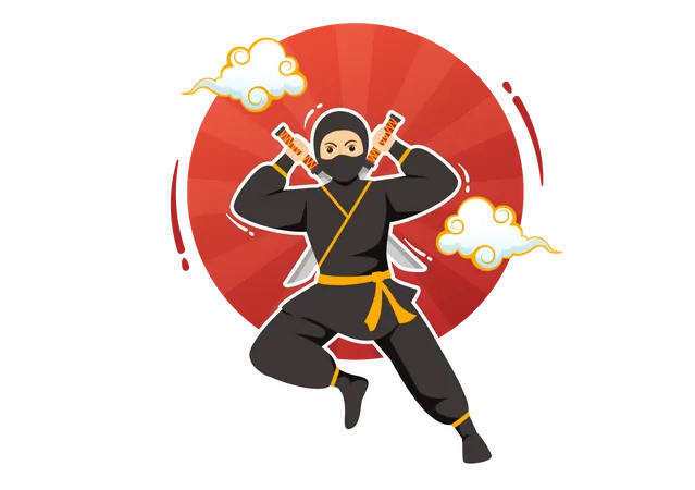 Ninja praticando  Ilustração