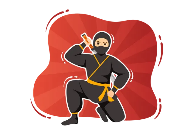 Ninja praticando  Ilustração