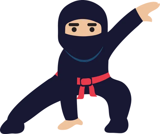 Guerriers Droles De Dessins Animes Personnages Vectoriels Ninja Ou Samourai Samourai Guerrier Ninja En Masque Avec Illustration Depee Darme Illustration
