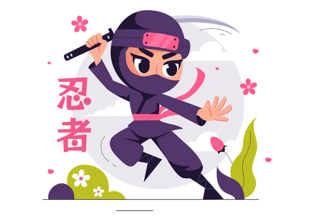 Ninja Shinobi avec épée  Illustration