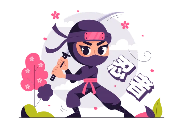 Ninja Shinobi with sword  Illustration