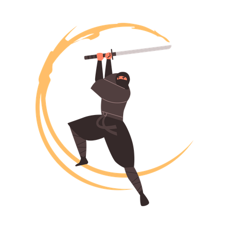 Ninja warrior fighting skills  Illustration