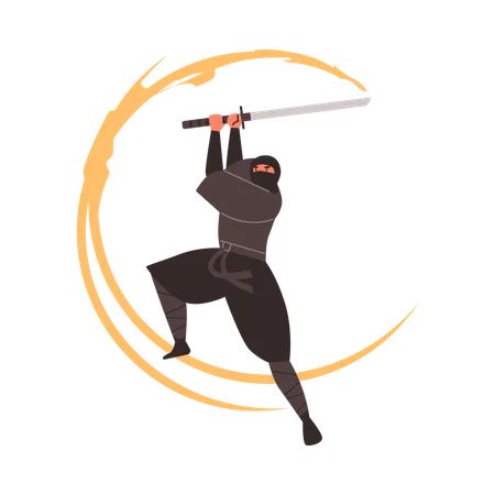 Ninja warrior fighting skills  Illustration