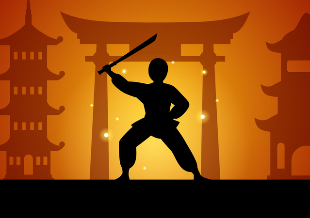 Ninja Warrior With Sword  Illustration