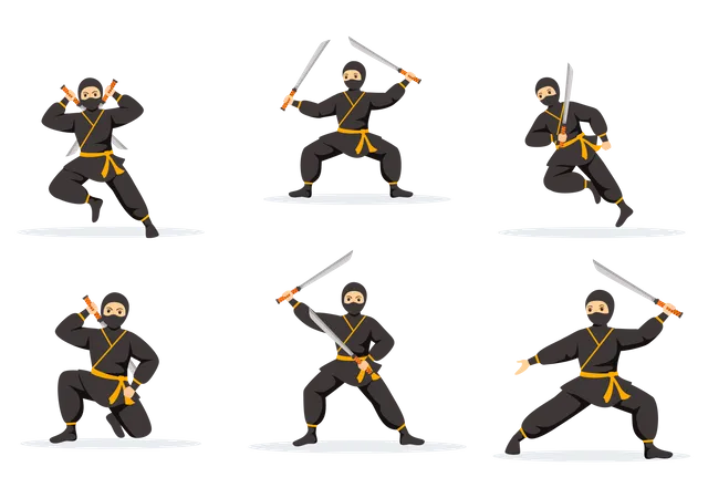 Ninja Warrior With Sword  Illustration