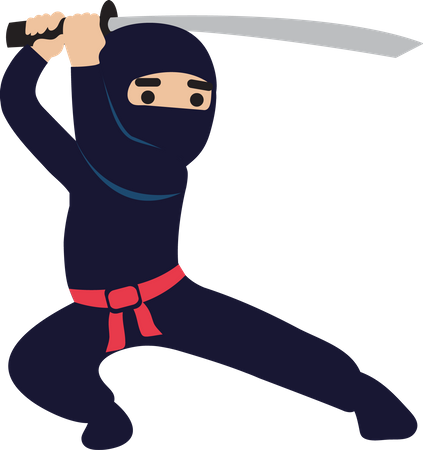 Ninja Warrior With Sword  Illustration