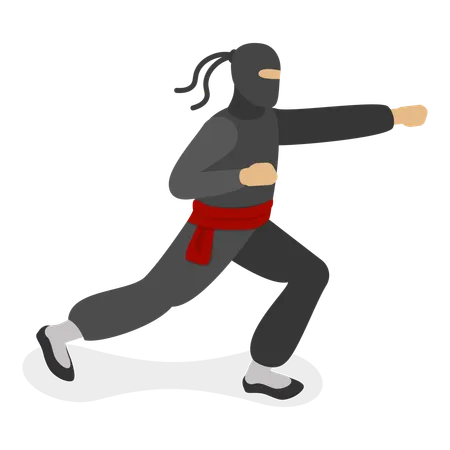 Ninja Warriors doing fight  Illustration