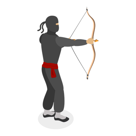 Ninja Warriors holding bow and arrow  Illustration