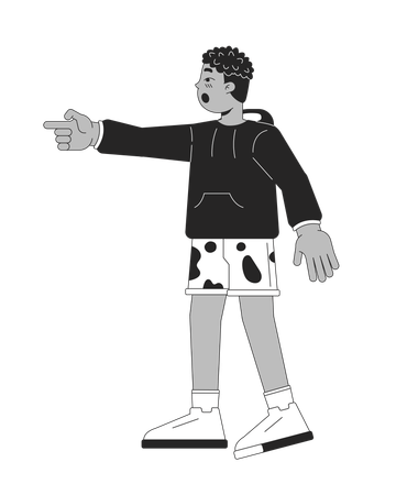 Niño afroamericano señalando con el dedo Ilustración
