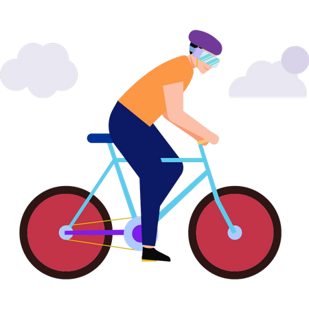 Niño andando en bicicleta con gafas VR  Ilustración