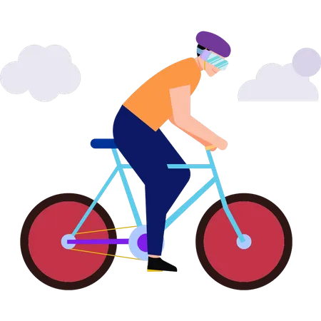 Niño andando en bicicleta con gafas VR  Ilustración