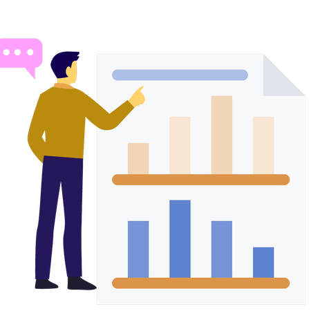 Niño apuntando al gráfico de negocios  Illustration