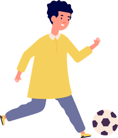 Niño árabe jugando al fútbol  Ilustración