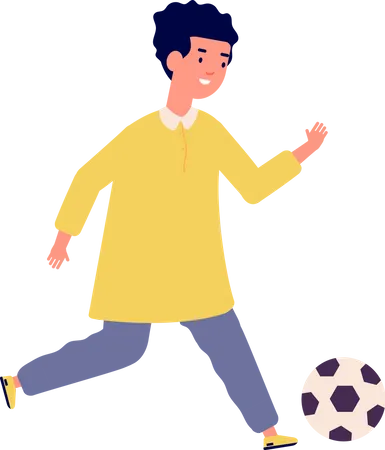 Niño árabe jugando al fútbol  Ilustración