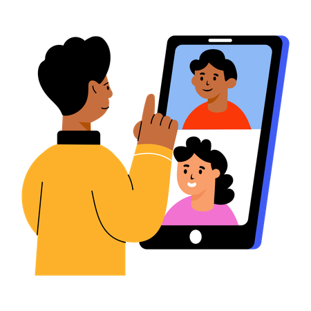 Niño asistiendo a una videollamada  Illustration