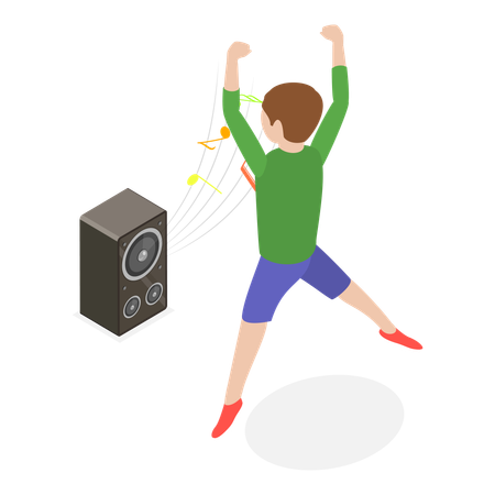 Niño bailando usando sus cinco sentidos  Ilustración