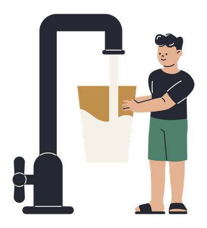 Niño bebiendo agua del grifo  Ilustración