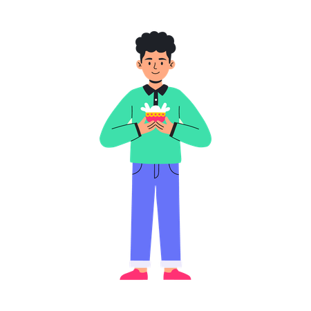 Niño bebiendo jugo  Ilustración