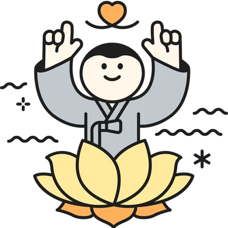 Niño budista con Lotus  Ilustración