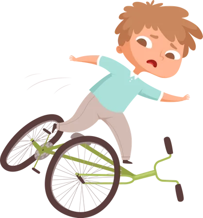 Niño cayendo de bicicleta  Ilustración