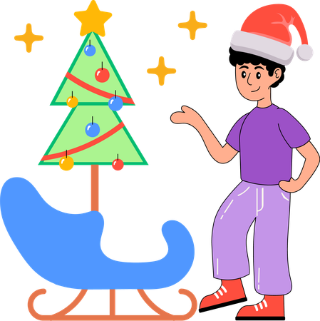 Niño celebrando la navidad  Ilustración