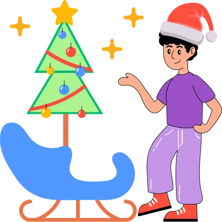 Niño celebrando la navidad  Ilustración