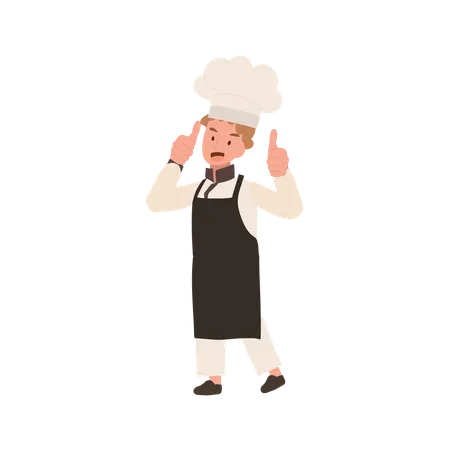 Chef infantil con gesto de pulgar hacia arriba  Ilustración