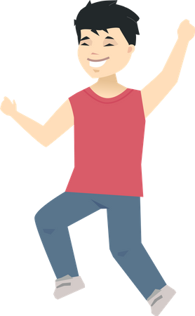 Niño chino feliz  Ilustración