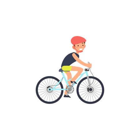Niño en bicicleta por la carretera  Ilustración