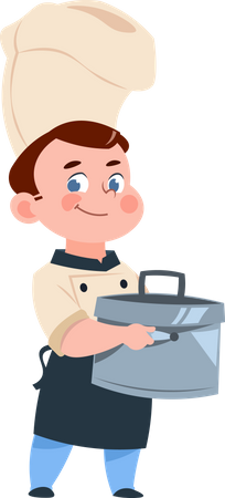 Cocinero del niño preparando la comida  Ilustración