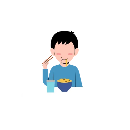 Niño comiendo  Ilustración