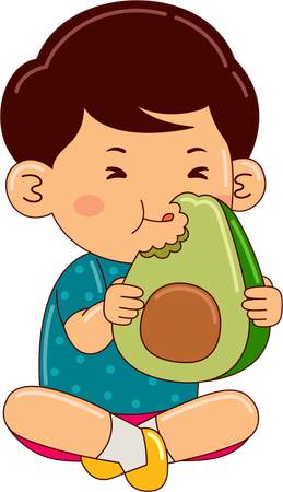 Niño comiendo aguacate  Ilustración
