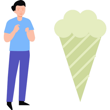 Niño comiendo cono de helado  Ilustración
