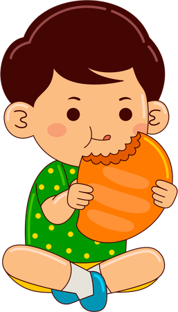 Niño comiendo mango  Ilustración