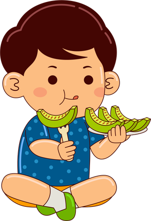 Niño comiendo melón  Ilustración