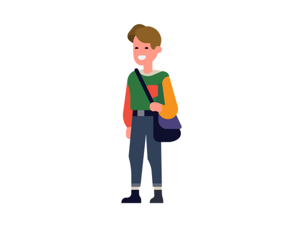 Niño con bolso al hombro  Ilustración