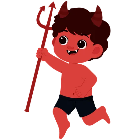 Niño con disfraz de diablo  Ilustración