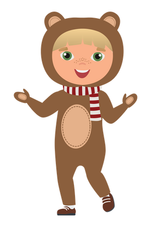 Niño vestido con disfraz de oso  Ilustración