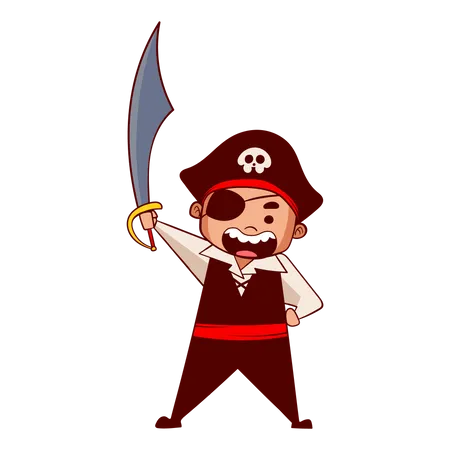 Niño disfrazado de pirata  Ilustración